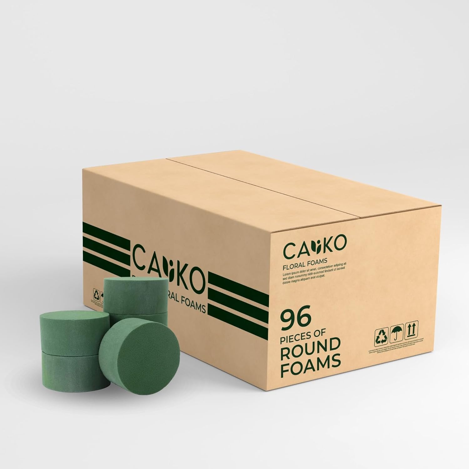 Caliko, Cylinder Foam Green Cylinder Box of 96 Cylinder Floral Foam Wet Round | Ideal for Room Decor, Florsity Displays and Desings| Florist Foam as Flower Arranging Accessories & Craft Foam.
